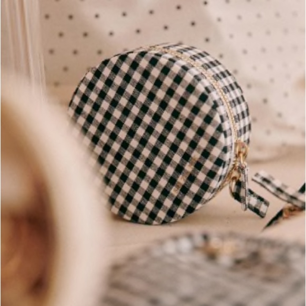 Sezane gingham jewelry ouch case BNWT